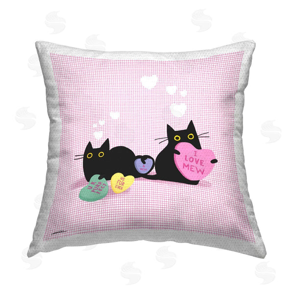 Stupell Industries Leeza Hernandez | Cats & Valentine Hearts Printed Throw Pillow