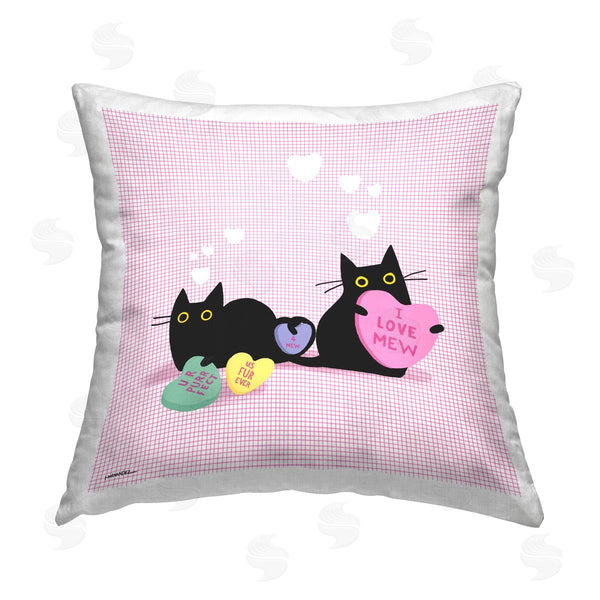 stupell industries Leeza Hernandez | Cats & Valentine Hearts Printed Throw Pillow