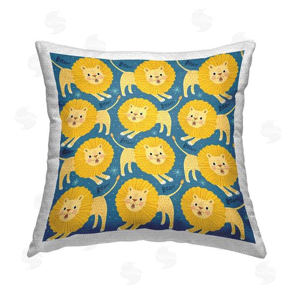 Stupell Industries Leeza Hernandez | Fun Lions On Blue Printed Throw Pillow