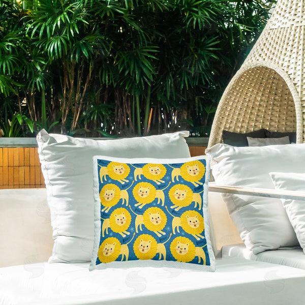 Stupell Industries Leeza Hernandez | Fun Lions On Blue Printed Throw Pillow