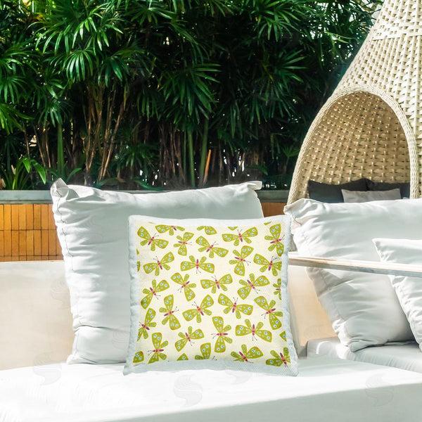 Stupell Industries Leeza Hernandez | Green Whimsical Butterflies Printed Throw Pillow
