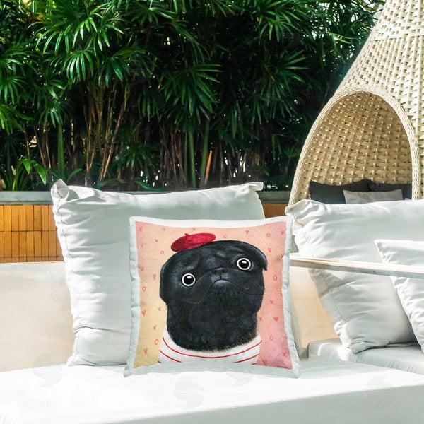 Stupell Industries Leeza Hernandez | Happy Pug In Paris Printed Throw Pillow