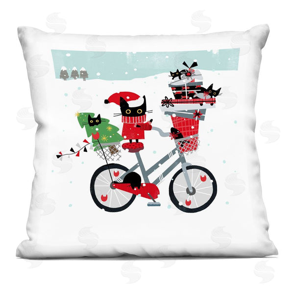 stupell industries Leeza Hernandez | Holiday Catmas Bicycle Printed Throw Pillow
