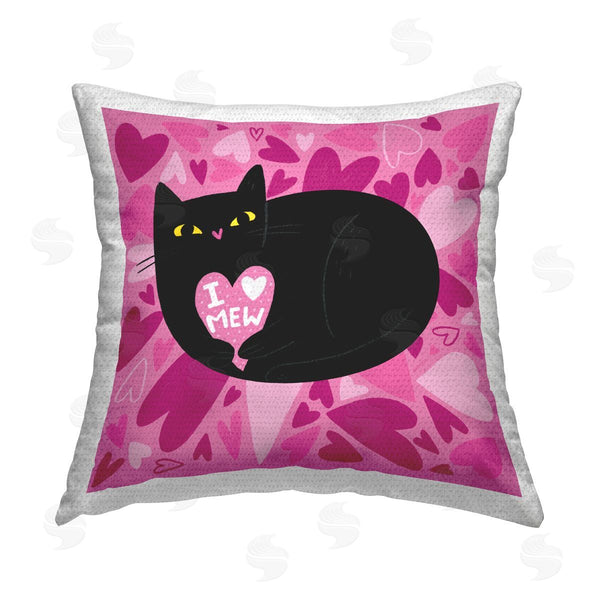 Stupell Industries Leeza Hernandez | I Love Mew Black Cat Printed Throw Pillow