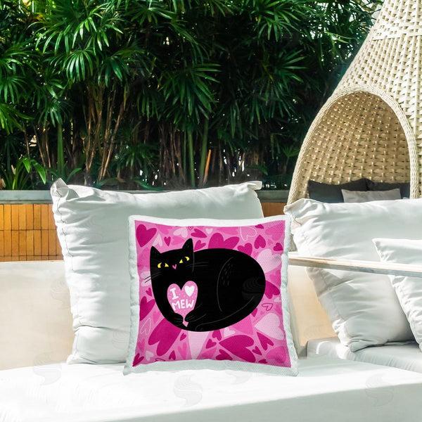 Stupell Industries Leeza Hernandez | I Love Mew Black Cat Printed Throw Pillow