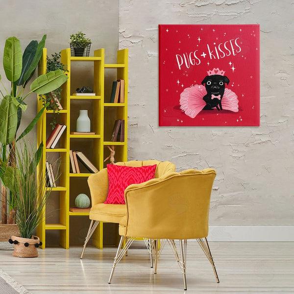Stupell Industries Leeza Hernandez | Pugs & Kisses On Red Wall Art