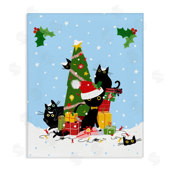 stupell industries Leeza Hernandez | Silly Cats in Christmas Tree