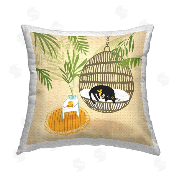 Stupell Industries Leeza Hernandez | Sleepy Cats On Porch Swing Printed Throw Pillow