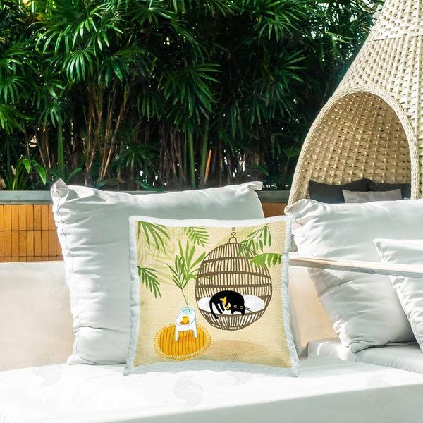 Stupell Industries Leeza Hernandez | Sleepy Cats On Porch Swing Printed Throw Pillow