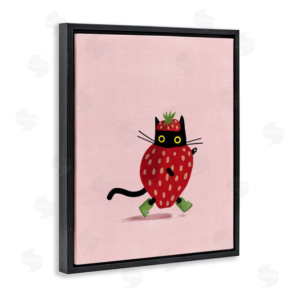 Stupell Industries Leeza Hernandez | Strawberry Cat On Pink Wall Art
