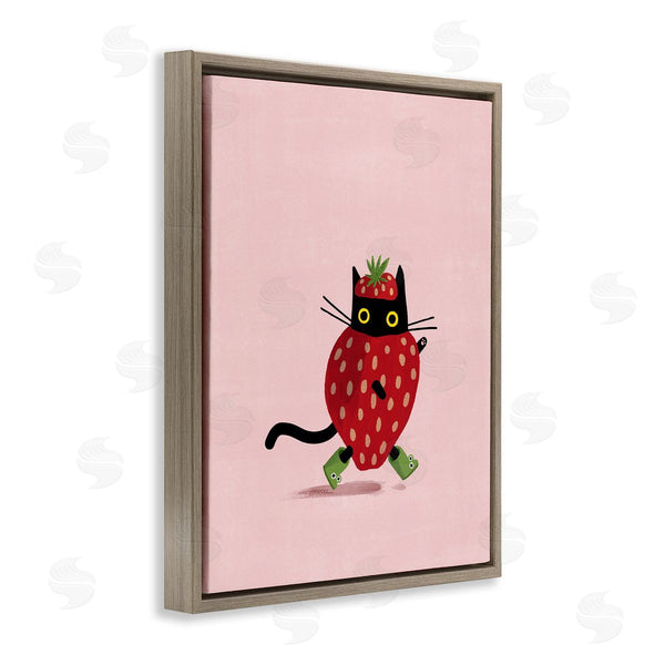 Stupell Industries Leeza Hernandez | Strawberry Cat On Pink Wall Art