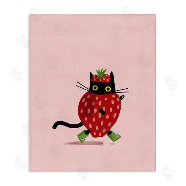 stupell industries Leeza Hernandez | Strawberry Cat on Pink Wall Art