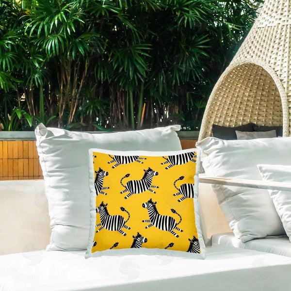 Stupell Industries Leeza Hernandez | Whimsical Zebras On Yellow Printed Throw Pillow