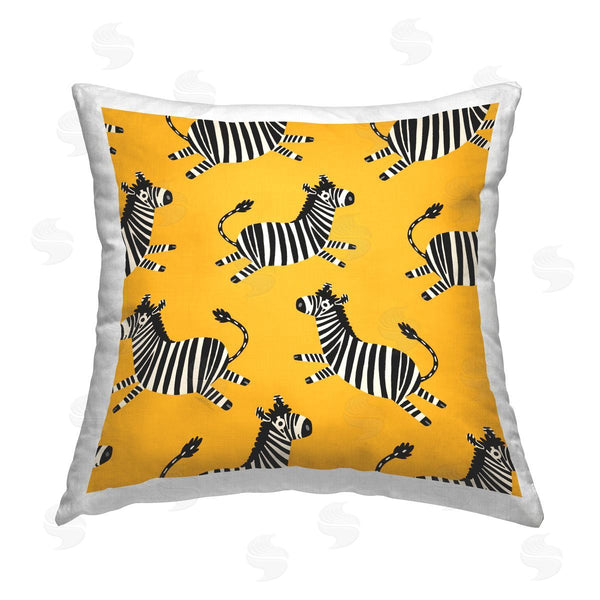 stupell industries Leeza Hernandez | Whimsical Zebras on Yellow Printed Throw Pillow
