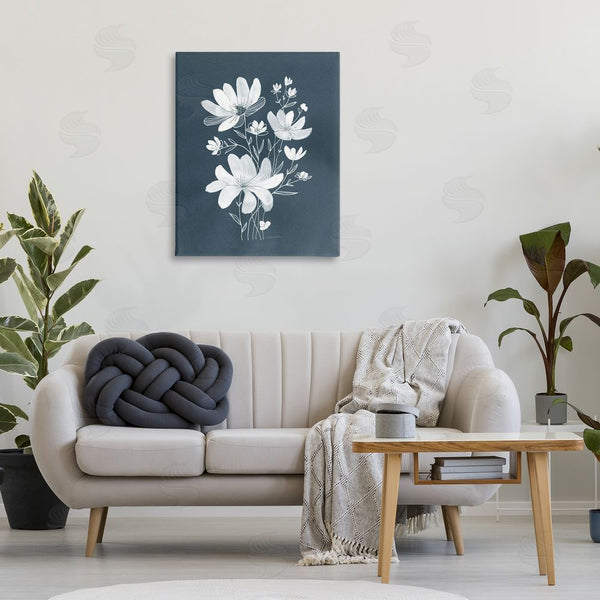 Stupell Industries Leeza Hernandez | White Floral With Outline Wall Art