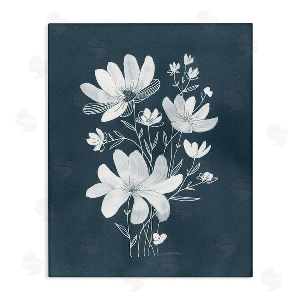 stupell industries Leeza Hernandez | White Floral with Outline Wall Art