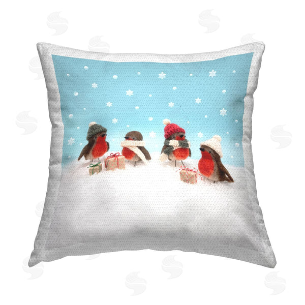 Stupell Industries Lemon & Sugar | Birds & Christmas Presents Printed Throw Pillow