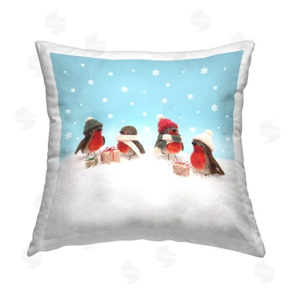 stupell industries Lemon & Sugar | Birds & Christmas Presents Printed Throw Pillow