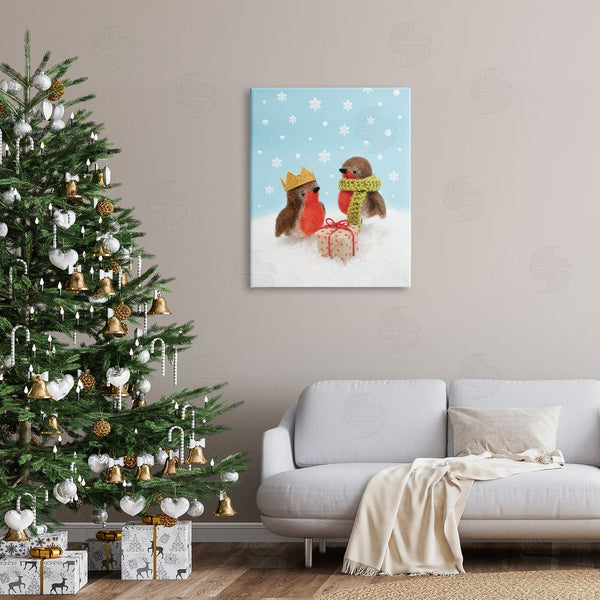 Stupell Industries Lemon & Sugar | Birds Gift Giving Christmas Snow Wall Art