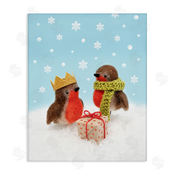 stupell industries Lemon & Sugar | Birds Gift Giving Christmas Snow Wall Art
