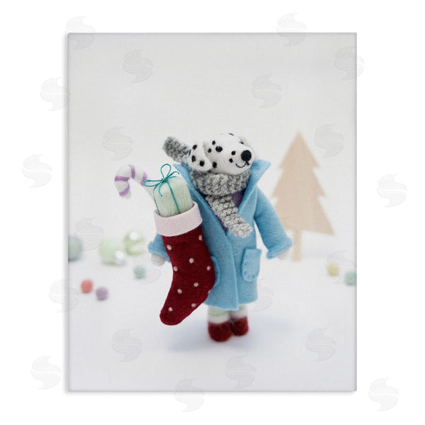 stupell industries Lemon & Sugar | Dalmatian Christmas Stocking Scene Wall Art