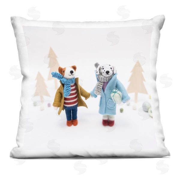 stupell industries Lemon & Sugar | Dogs Holding Hands Holiday Gifts Printed Throw Pillow
