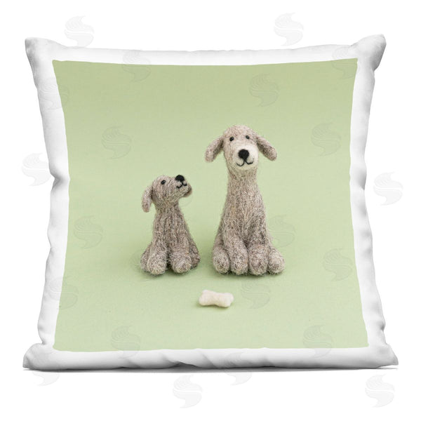 stupell industries Lemon & Sugar | Green Smiling Puppies Animals Printed Throw Pillow