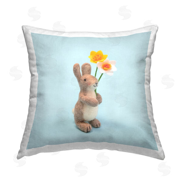 stupell industries Lemon & Sugar | Happy Rabbit Spring Daffodil Printed Throw Pillow