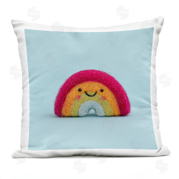 Stupell Industries Lemon & Sugar | Happy Rainbow Blue Background Printed Throw Pillow