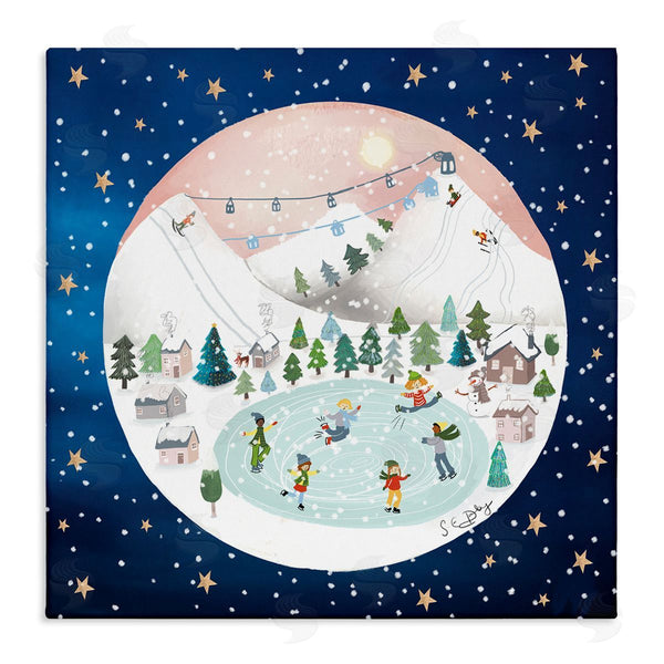 stupell industries Lemon & Sugar | Ice Skating Christmas Snow Scene Wall Art