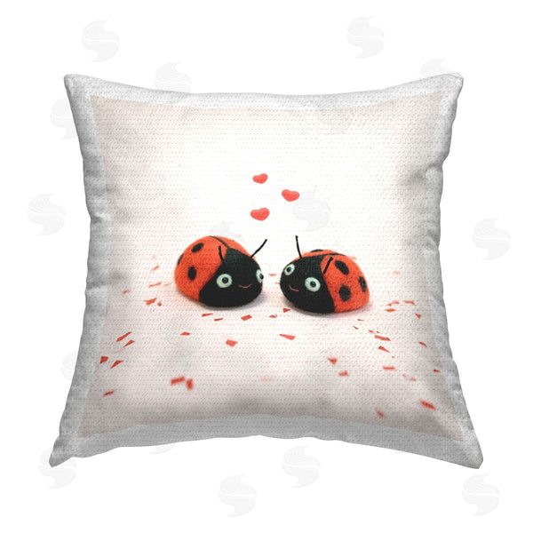 Stupell Industries Lemon & Sugar | Love Bugs Romantic Ladybugs Printed Throw Pillow