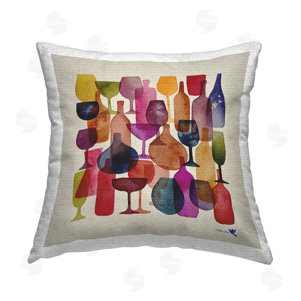 Stupell Industries Lemon & Sugar | Mod Wine Glasses Pattern Printed Throw Pillow