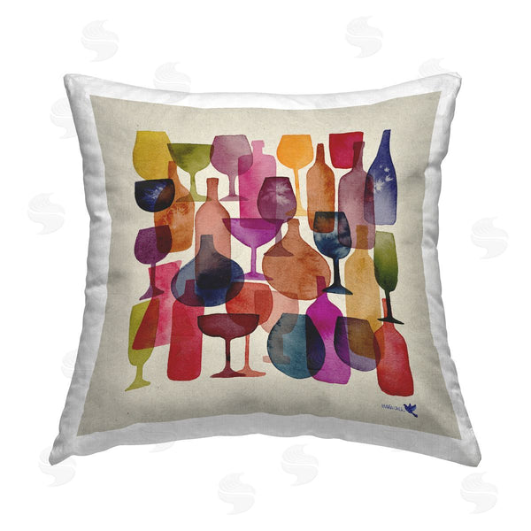 stupell industries Lemon & Sugar | Mod Wine Glasses Pattern Printed Throw Pillow