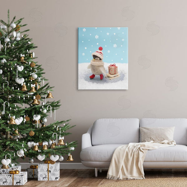 Stupell Industries Lemon & Sugar | Penguin Christmas Present Sled Wall Art