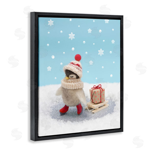 Stupell Industries Lemon & Sugar | Penguin Christmas Present Sled Wall Art