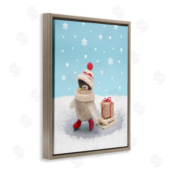 Stupell Industries Lemon & Sugar | Penguin Christmas Present Sled Wall Art