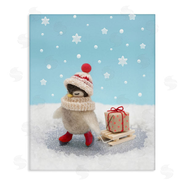 stupell industries Lemon & Sugar | Penguin Christmas Present Sled Wall Art