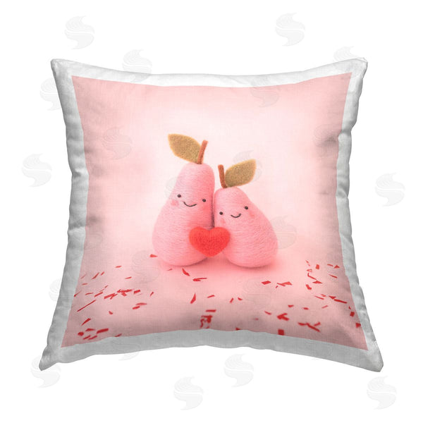 stupell industries Lemon & Sugar | Romantic Pink Pears Smiling Heart Printed Throw Pillow