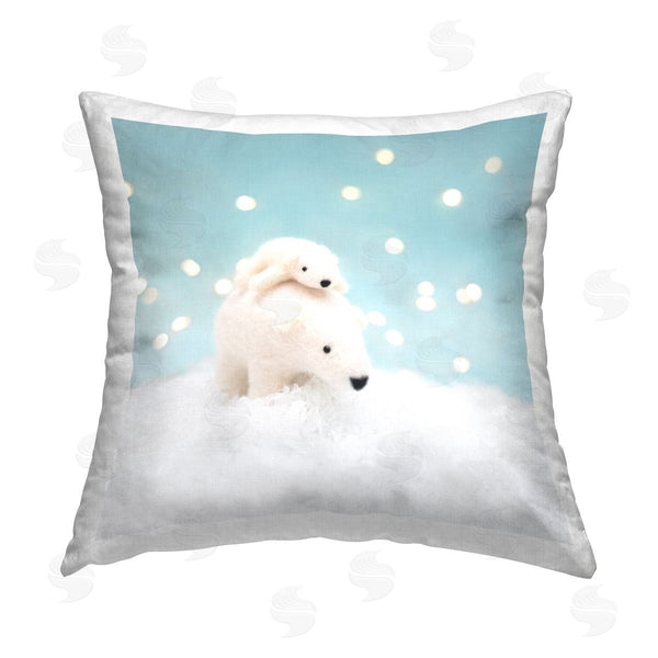stupell industries Lemon & Sugar | Snowy Polar Bear Family Printed Throw Pillow
