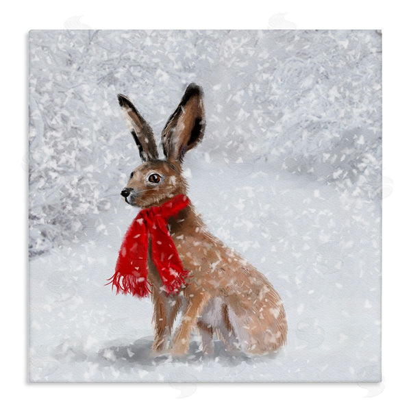 stupell industries Lemon & Sugar | Winter Rabbit Scarf Landscape Wall Art