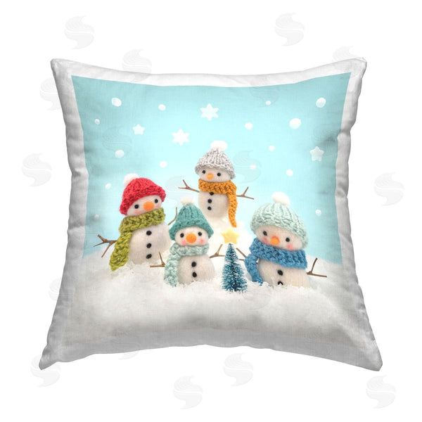 stupell industries Lemon & Sugar | Winter Snowmen and Snowflakes Printed Throw Pillow