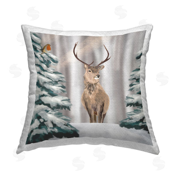 Stupell Industries Lemon & Sugar | Winter Woodland Elk Printed Throw Pillow