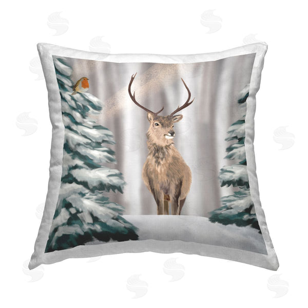 stupell industries Lemon & Sugar | Winter Woodland Elk Printed Throw Pillow