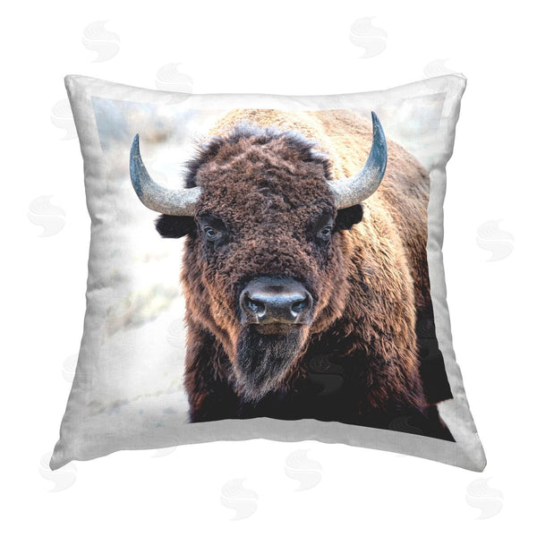 stupell industries Lena Owens | Bison Wildlife Portrait Printed Throw Pillow