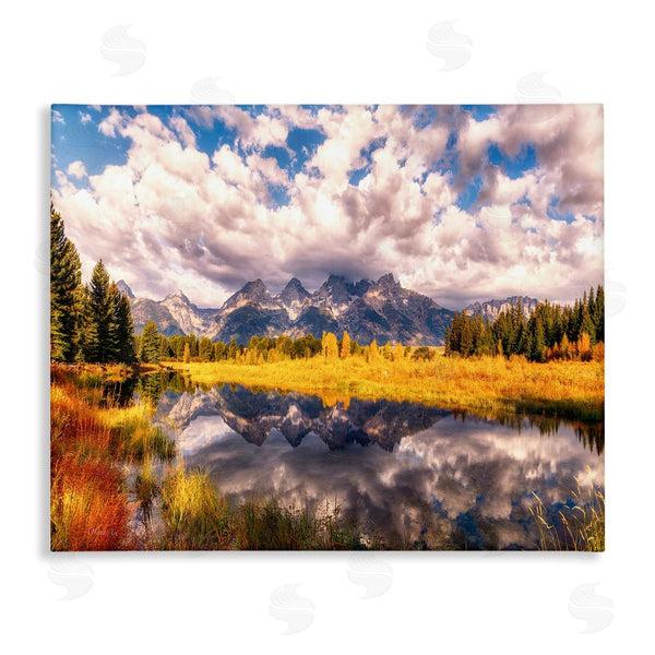 stupell industries Lena Owens | Cloudy Mountain Pond Wall Art