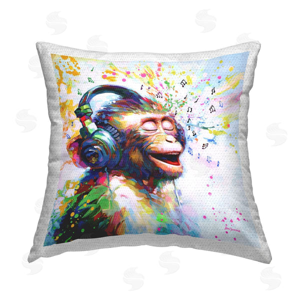 Stupell Industries Leon Devenice | Blissful Beats Monkey Printed Throw Pillow