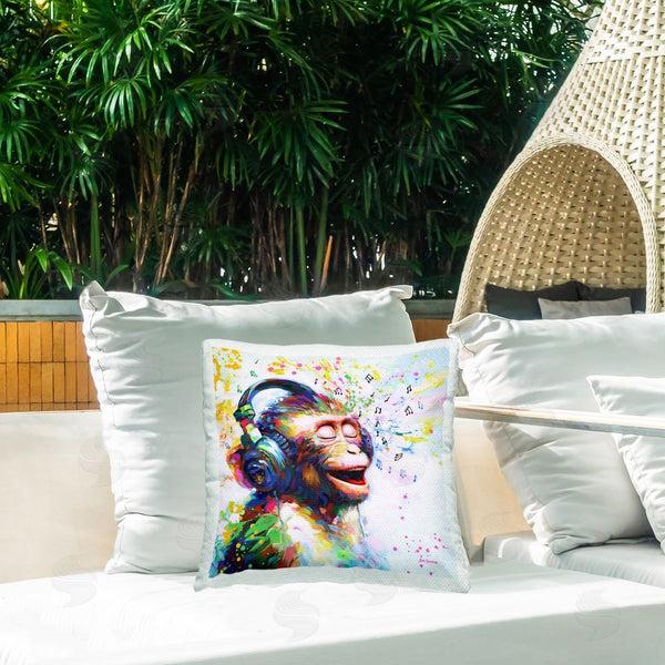 Stupell Industries Leon Devenice | Blissful Beats Monkey Printed Throw Pillow