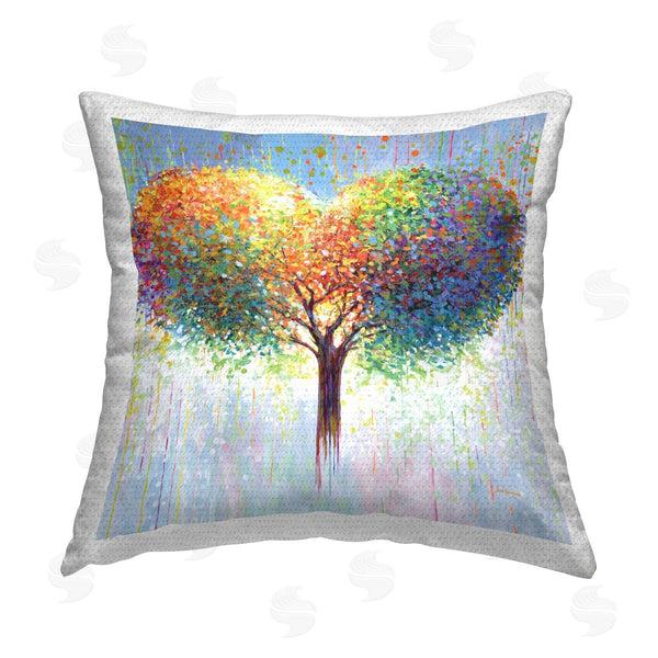 Stupell Industries Leon Devenice | Bold Hued Heart Tree Printed Throw Pillow
