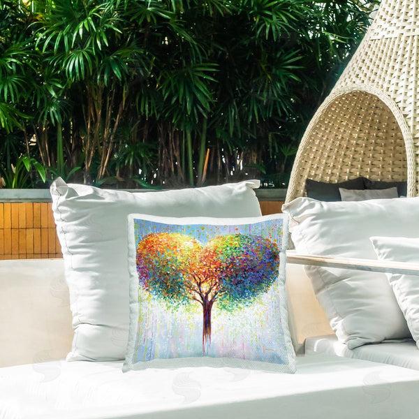 Stupell Industries Leon Devenice | Bold Hued Heart Tree Printed Throw Pillow