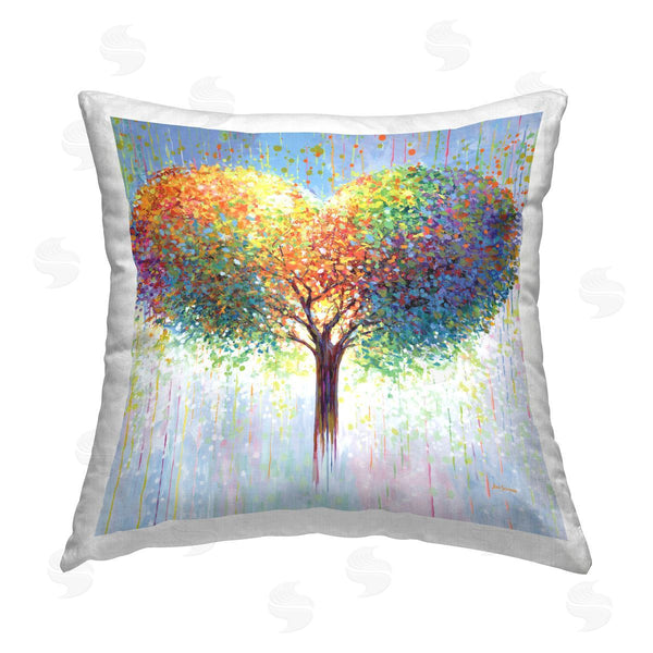 stupell industries Leon Devenice | Bold Hued Heart Tree Printed Throw Pillow